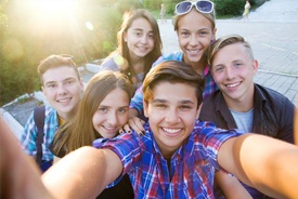 Teenage friends in a selfie