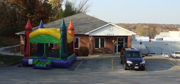 Bounce house in our parking lot