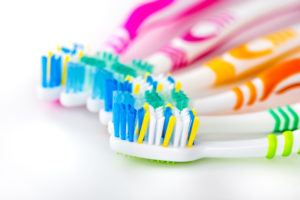 Variety of colorful toothbrushes