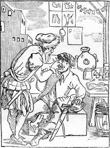 drawing of historical dental procedure